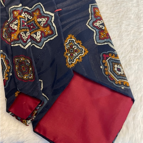 Hardy Amies Navy and Multicolor Geometric Tie - Picture 6 of 6